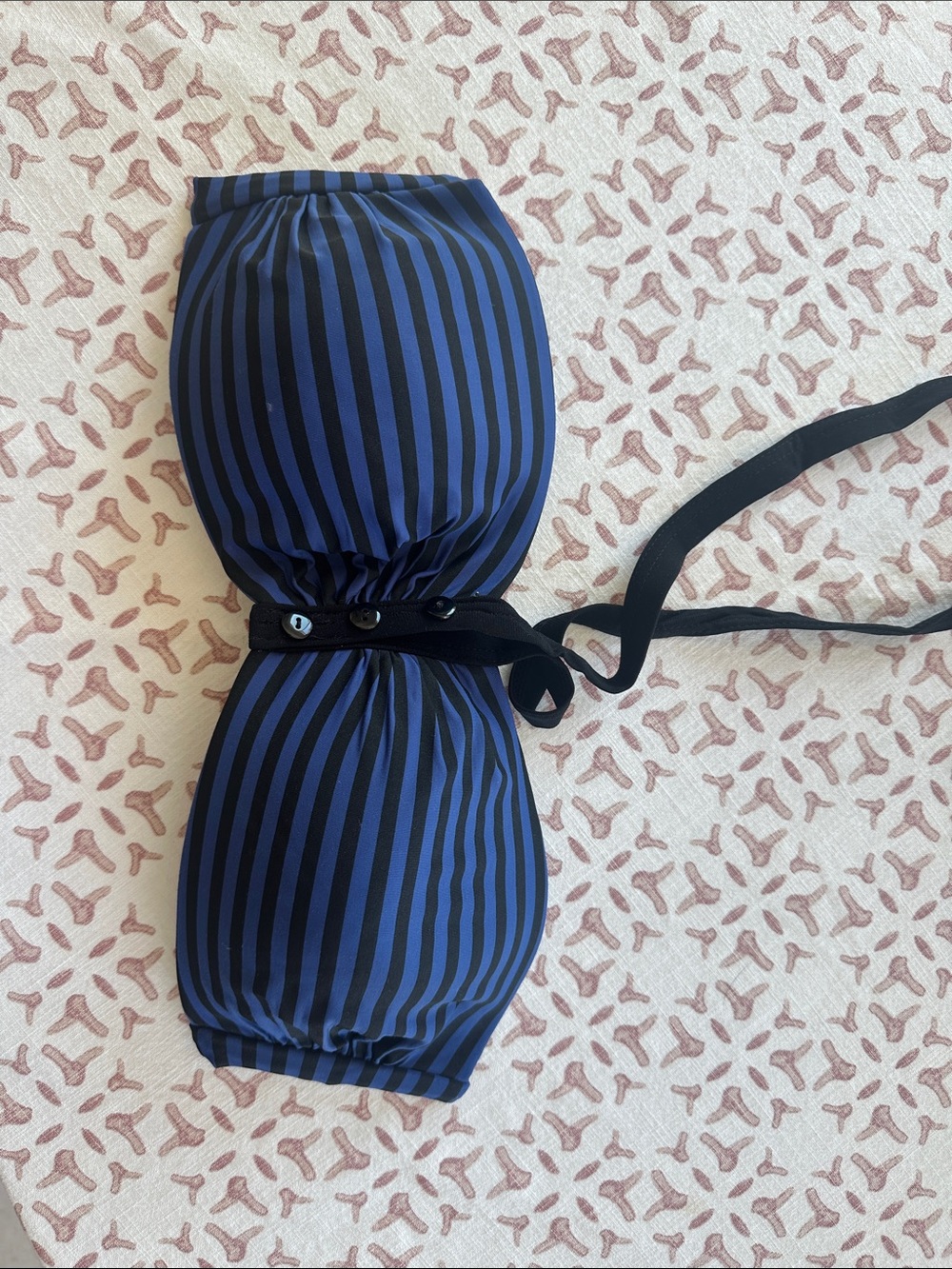 Striped Navy and Black Women’s Swim Top